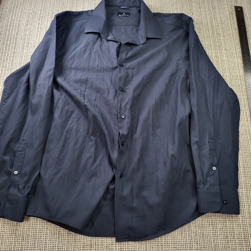 Ben Sherman Shirt Mens XL Blue Slim Fit Long Sleeve Solid Button Down 17 34/35